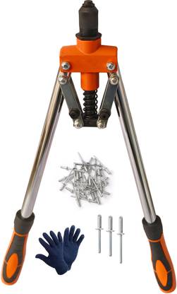 Inditrust 18 Inch Hand Riveter Gun Fast Hitting Rivet Gun with 30pc rivets with GLOVES Heavy Duty Fast Hitting Rivet Gun