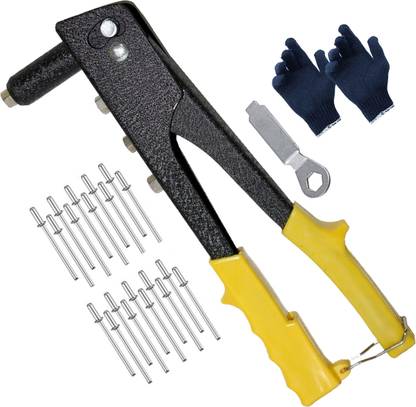Digital Craft 10-Inch Hand Rivet Gun Non-Slip Grip with 2.4,3.2mm Size + 20pcs Blind Rivets Medium Duty Slow Hitting Rivet Gun