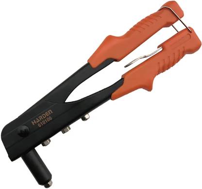 Harden Professional Heavy Duty Hand Riveter with Replaceable Head - For Connecting and Fastening Metal, Fibre & Plastic - 4 in 1 Blocker, Made of Aluminium Alloy, Spring Handle - 610106 Heavy Duty Fast Hitting Rivet Gun