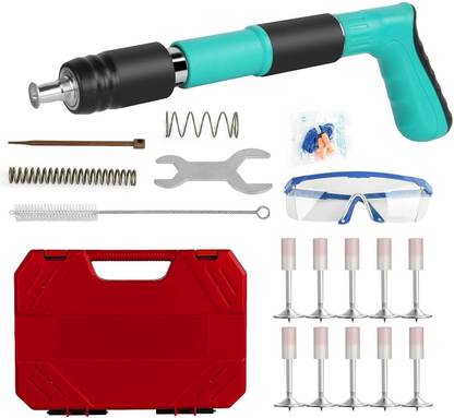 FEXMY Manual Steel Nail Gun Tool, Concrete Portable Nail Shooting Machine with 10 Nail Concrete Nail Gun, Silencer Shot Nail Grab Steel Nails Gun Portable Nail Gun Set Cordless Drill