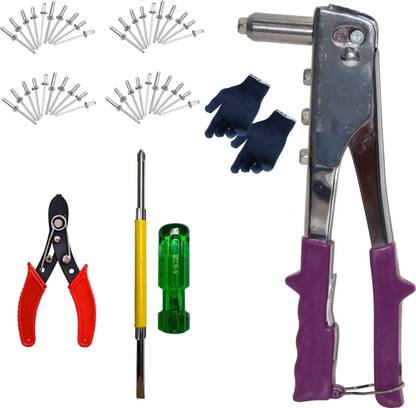 Digital Craft 10"inch Riveter Nail Gun Sheet metal fix,Wire Stripper,2 In 1 Screw Driver Medium Duty Slow Hitting Rivet Gun