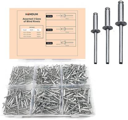 Homdum 3 Sizes Pack of 300 Pieces Rivet