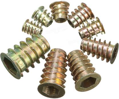 rt sense Wood Insert Nut M4 x 10mm, D-nut Hex Drive Head Zinc Plated Fasteners (10 Pcs) Rivet