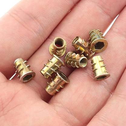 Themujtaba (M6 X 10mm) D-nut, Wood Insert Nut, Zinc Plated, Socket Hex Drive Head(100pcs) Rivet