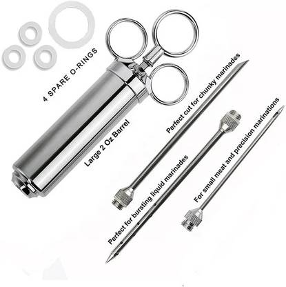 UVARI STEEL BBQ NEEDLE Roast Juices BBQ Injector (Pack of 3) Roast Juices BBQ Injector