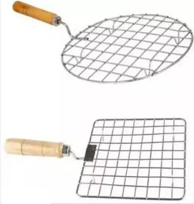J Creation Roaster for Roti Chapati, Papad Jali,Roti Maker, with Wooden Handle [Pack of 2] 5 kg Roaster