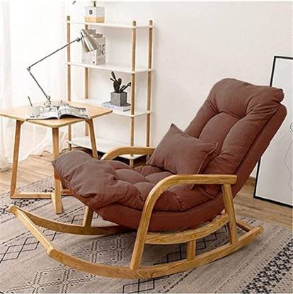Artistic Interior Crafts Wood Rocking Chair Relax chair Rolling Chair Arm Rest Chair Bown Cushion Solid Wood 1 Seater Rocking Chairs