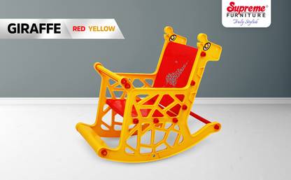 Supreme Furniture Giraffe Kids Rocking Chair-Yellow-Red Plastic 1 Seater Rocking Chairs
