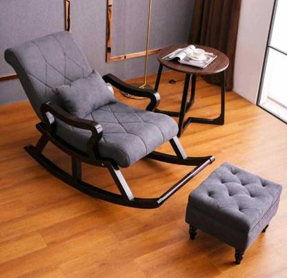 wooden luxury Rocker Rocking Chair with footrest Recliner Relaxing 1 Seater Rocking Chairs Fabric 1 Seater Rocking Chairs