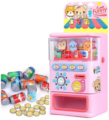 NIYAMAT Funny Beverage Vending Machine with Light and Music Pretend Play Toy Set for Kids