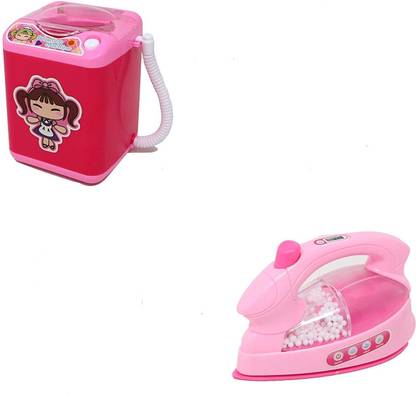 Kidz N Toys House Hold Toys Working Iron Toy Vaccum Cleaning Washing machine Set Of 2 Pcs