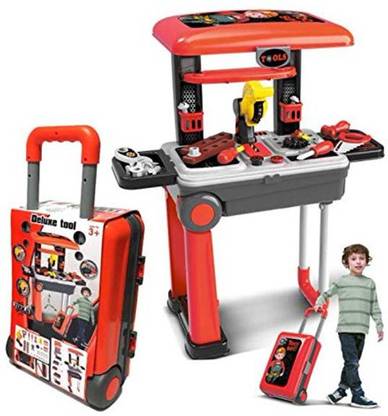 Tiny Tales Children's Play Twist Trolley Case Workbench 2 in 1 tool Trolley