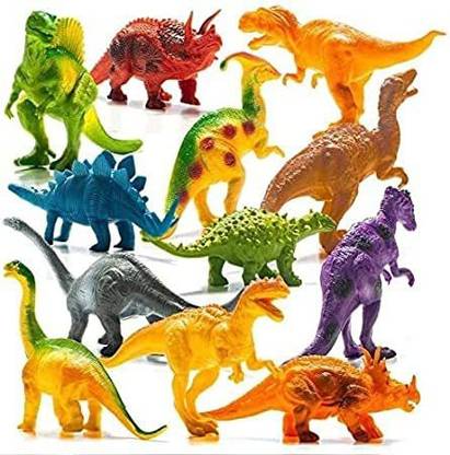 अविका Dinosaur Toy Playset (12 Pack), rubber Material Realistic Dinosaur