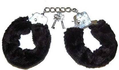 PROKART Premium Handcuffs for Police Role Play Costume Accessories Fur Hathkadi (Black)