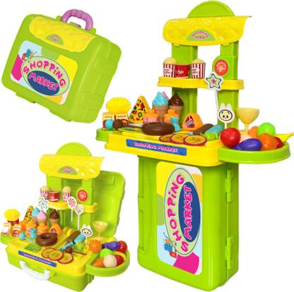 Extrawish 3 in 1 Super Market 50+ Pcs Candy Sweet Shopping Cart Shopping Set For Kids