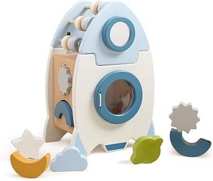 Playbox Wooden Spaceship Rocket Activity Cube