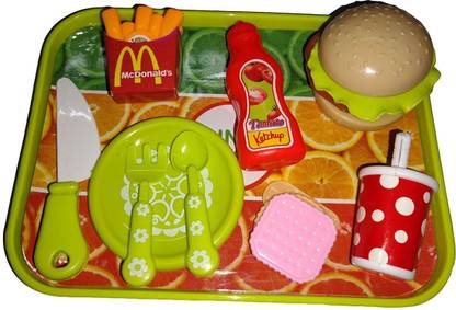 Ey CATCHING McDonalds Burger and Party Fast Food Pretend Cutting Play Set Toy for Kids