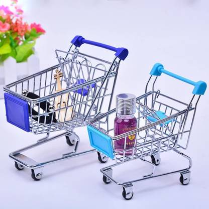 SINSYA Mini Supermarket Handcart 2 Pcs Mini Shopping Cart Storage Toy Holder