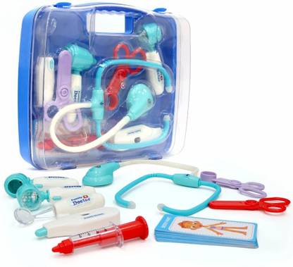 Aditi Toys Premium Doctor Set With Transparent Briefcase 9 Piece Doctor Kit For Kids (Blue)