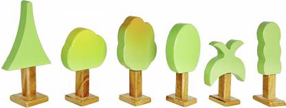 Kafron Wooden Toys Forest Tree Set Baby Activity Kids-6 Pieces, MiniTrees, Toy Trees