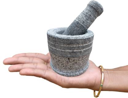 Bloombec Stone Miniature Mortar & Pestle Set Okhli for Kids & Pooja Purpose (1.5 inch)
