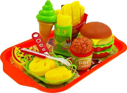 हुमैरा My Happy Food Realistic Burger Pizza Pretend Play Food Set - 18 Pc Toy for Kids