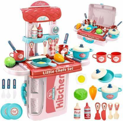 KAPADIYA ENTERPRISE 3 in 1 Kitchen Suitcase for Kids Mini Kitchen Play Set Toy For Kid Girls