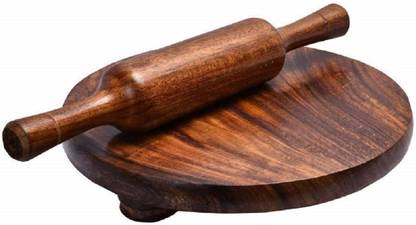 BRRL Sheesham Wood Rolling Pin and Board Set/Chakla Belan Wooden Set - B bau, Rolling Pin & Board