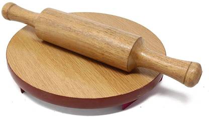 KAVYA ART Chakla Belan Roti Maker (9 Inch) Wooden Pure Chakla Belan Combo for Kitchen. Rolling Pin & Board