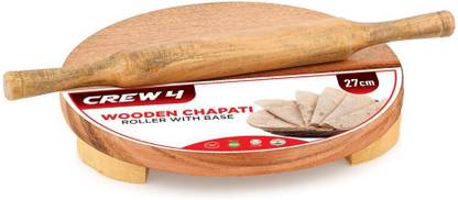 CREW4 Wooden chakla belan/roti maker/roti roller Rolling Pin & Board