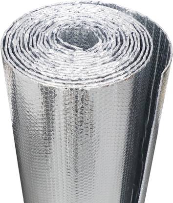Buildingshop Aluminium Heat Insulation 300 GSM (8 mm) Sheet - (1.2 Mtr X 10 Mtr) Silver Silver Roof Shake