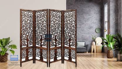 India wood mart Wooden Room Divider |4 Panel Design Partition | Wood Panel Separators Solid Wood Decorative Screen Partition