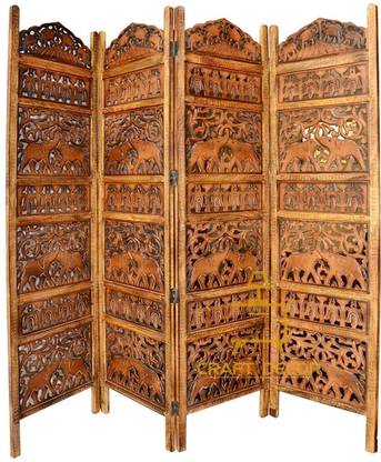 Artistic Interior Crafts Wooden Partition for Living Room and 6 Feet 4 Panel Solid Wood Decorative Screen Partition