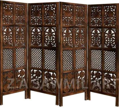 wooden luxury 4 Panel Wooden Room Partition & Room Divider ( Brown 5 feet height Solid Wood Decorative Screen Partition