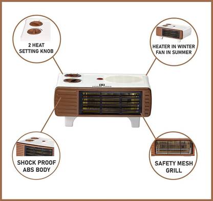 Home Tree Hot Blow Silent With Led Power Indicator & Powerfull Copor Motor Blower 2000 W Quiet Performance copper,100%copper motor Fan Room Heater
