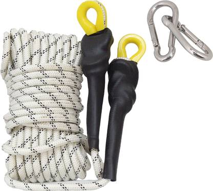 Fit Fusion Climbing Rope with Hook, Mountaineering Rope, Tensile Force Upto - 20 KN White