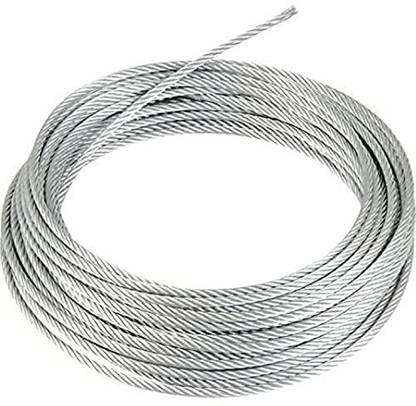 ARK 8mm Dia. 20M Length Galvanized iron Wire Rope Cable for Hoisting Silver, Steel, Galvanized