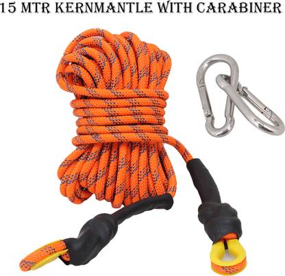 Fit Fusion Climbing Rope with Hook, Rappelling Rope, Tensile Force Upto - 20 KN Orange