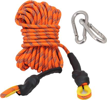 Fit Fusion Climbing Rope with Hook, Rappelling Rope, Tensile Force Upto - 20 KN Orange