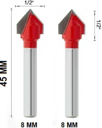 ALPHABET 1/2" (12.5 MM Dia.) V Grooving Router Bits [12.5 X 12.5]-MM (Shank-8MM) Rotary Bit Set