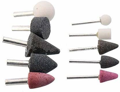 ATOZTOOLS 10 Pcs Abrasive Polish Mounted Stone Set Grinding Burr Wheel Shank Tools Rotary Bit Set (10 Bits) Rotary Bit Set