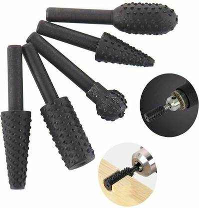 ATOZTOOLS 5Pcs 1/4" Woodworking Rotary Drill Bits Set Wood Carving File Rasp Drill Bit Set fore grinding, polishing, carving, and burnishing wood surface. Rotary Bit Set