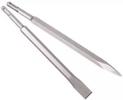 Kiesh CBS03 Drill Bits Hammer Drilling Set of 2 Chisel Bits Set 14 x 250MM Flat & Pointed | 14mm Demolition Rotary Hammer Bits (14 x 250 mm) Rotary Bit Set