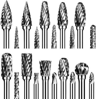 NITYA Carbide Burr Set Compatible with Dremel 1/8" Shank 20PC Die Grinder Rotary Tool Rasp Bits Wood Carving Accessories Attachments Cutting Burrs Rotary Bit Set