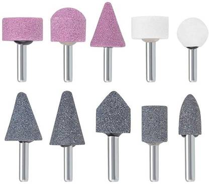 NITYA Abrasive Stone Points Set Grinding Wheel Polishing Head Bit Rotary with 6mm Shank 1 Set (10Pcs) Rotary Bit Set