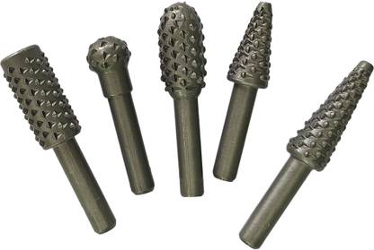Inditrust Heavy duty 5pcs1/4 Inch 6 mm Shank Rotary Rasp File Drill Bit for Wood working Rotary Bit Set