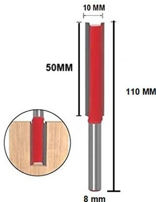 LIEUTENANT 8MM-Shank ( 10 X 50MM ) Straight Router Bit (Extra Long 2 Inch) Rotary Bit Set