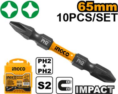 INGCO SDBIM21PH233 Impact screwdriver bits PH2+PH2 65mm INGCO SDBIM21PH233 Impact screwdriver bits PH2+PH2 65mm Rotary Bit Set