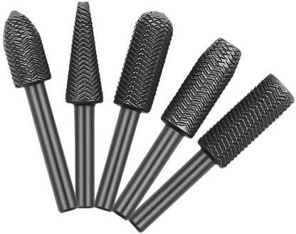 In Trader Corporation 5 Pcs Rotary Rasp Shank 6mm for Steel Grinding, Wood Carving 1/4 Shank Rotary Rasp File Set Rotary Bit Set