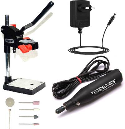 TECHDELIVERS MB140 Mini Electric PCB Drill Machine Vertical Press Stand with Rotary Tools Rotary Tool